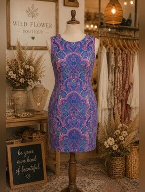 Tommy Hilfiger Pink and Blue Sheath Mini Dress Size 14